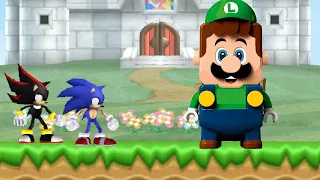 New Super Sonic Bros. Wii: Sonic X Shadow Generations - 2 Player Co-Op Walkthrough (HD)