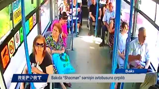 Bakıda “Shacman” sərnişin avtobusuna çırpılıb