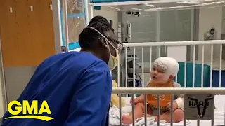Baby cardiac patient dances along with pediatric tech everyday in the hospital l GMA Digital