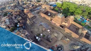 La destrucción a consecuencia del temblor en Nepal vista desde un drone