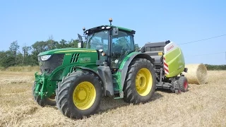 Pressage de paille 2014 John deere 6190R et Claas Variant 380!