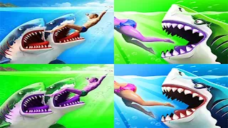 Hungry Shark World VS Double Head Shark Attack - ALL SHARKS UNLOCKED | Android Gameplay [FHD]
