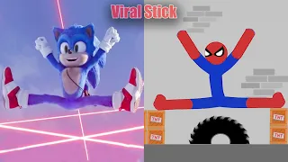 Sonic vs Stickman | Stickman Dismounting Funny Moments #142