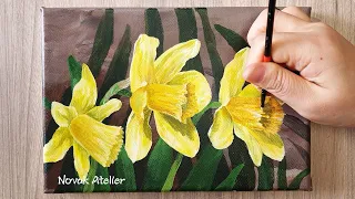 Narkissos | Flower painting | Acrylic painting Step by Step 🌈032