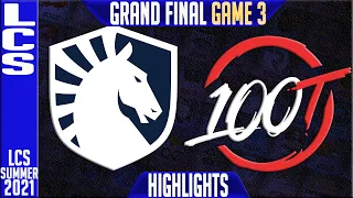 TL vs 100 Highlights Game 3 | LCS Summer Playoffs GRAND FINAL | Team Liquid vs 100 Thieves G3