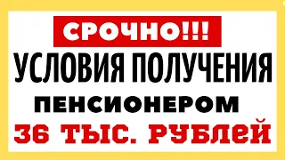 Условия получения пенсионером 36 тыс. руб. за три месяца: порядок оформления государственной выплаты