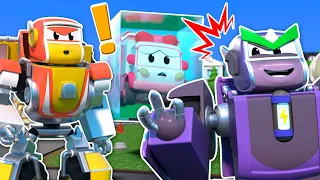 EVIL ROBOT freezes the RESCUE TEAM! Help, SUPER FIRETRUCK! - Robot & Fire Truck Transform