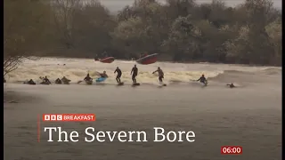 Riding the Severn Bore waves in 2024 (1) (UK) 12/March/2024