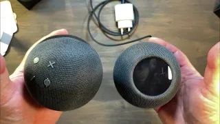 Apple HomePod mini im Unboxing und Klang Vergleich zum Amazon Echo Dot 4.