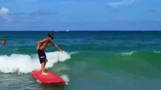 Goofy funny 6 year old surfer ripping it up