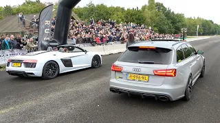 Audi RS6 C7 with DECAT Milltek Exhaust VS. Audi R8 V10 Spyder Capristo