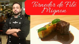 TORNEDOR de FILÉ MIGNON com MIL FOLHAS de batata e MOLHO DEMI GLACE