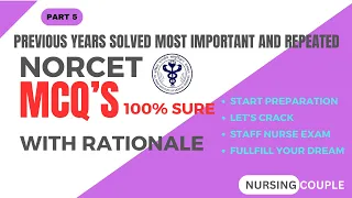 NORCET AIIMS PREVIOUS YEARS SOLVED QUESTIONS| MCQs | CBT QNA