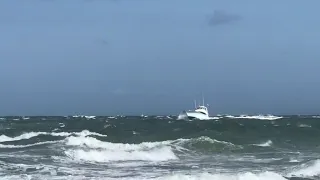 Boat Damaged by rough seas