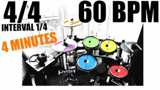 BPM 60 -  INTERVAL 1/8 - DRUMMING COLORS - APPRENDRE LA BATTERIE EN COULEURS