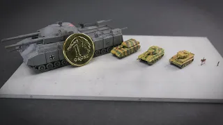 Size comparison of German tanks with the P.1000 Ratte. Diorama 1/700 scale.