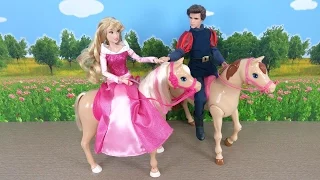 Disney Princess Barbie Horse Riding : Prince Philip Kisses Aurora