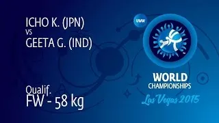 Qual. FW - 58 kg: K. ICHO (JPN) df. G. GEETA (IND) by TF, 10-0