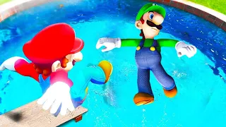 GTA 5 Mario vs Luigi -  Jump Fails  | Water Ragdolls | Funny moments | (Euphoria Physics)