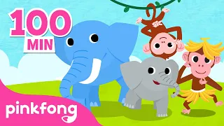 Lagu-lagu Gajah dan Monyet | Mengenal Nama Binatang & Hewan | Kumpulan | Pinkfong Baby Shark