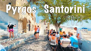 Pyrgos Santorini, very beautiful village! walking tour 4k, Greece 2023