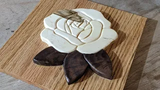Wooden Rose, Scroll Saw Intarsia Project