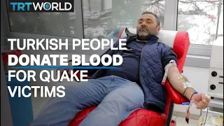 Turkish people rush to donate blood for quake victims