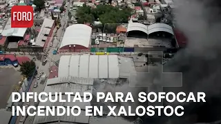 Combaten incendio en Xalostoc, Estado de México