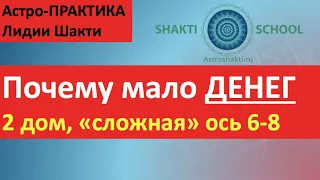 Почему МАЛО ДЕНЕГ.. 2 дом гороскопа.. "СЛОЖНАЯ" ось 6-8.. Астро практика школы Лидии Шакти (Джйотиш)