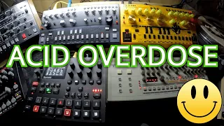 ACID TECHNO OVERDOSE // Roland TR09 // two Behringer TD3-MO // Syntakt #acid  #techno  #303 #rave