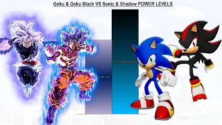 Goku & Goku Black VS Sonic & Shadow POWER LEVELS Over The Years - DBZ / DBS / SDBH / Sonic