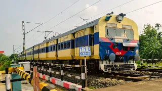 Dangerous Aggressive MEMU Train: Furious Speedy train moving madly fast at Railgate