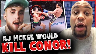 Reactions to the 1st rd FINISH in Patricio Pitbull vs A.J. McKee! Jake Paul REACTS! Daniel Cormier