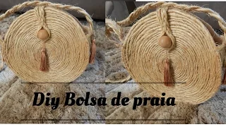 Diy Bolsa de palha redonda