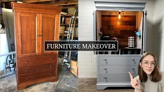 Furniture Makeover | Armoire to Coffee Bar | Furniture Flip | Armoire Transformation
