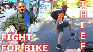 Aggressive thief is fighting over a $ 20 bike on street | Public freakouts | Road rage 2021