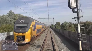 Riding with the train driver from 's-Hertogenbosch naar Utrecht. (With speedometer).