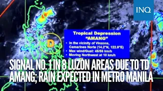 Signal No. 1 in 8 Luzon areas due to TD Amang; rain expected in Metro Manila