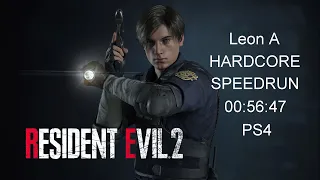 RESIDENT EVIL 2 REMAKE Leon A Hardcore Speedrun in 00:56:47 PS4 Former World Record JUN/01/2021