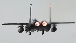 Thunderous Seymour Johnson F-15 afterburner ops at RAF Lakenheath [4K]