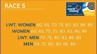 2019 World Rowing Indoor Champs. 2000m masters races: LW60, W60, LM70, M70