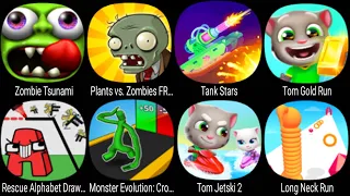 Zombie Tsunami, Plants vs Zombies FREE, Tanks Stars, Tom Gold Run, Rescue Alphabet Draw To Save