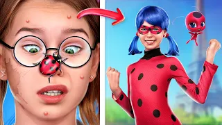 Ich Wurde von Miraculous Ladybug Adoptiert! Wie Man zu Ladybug Wird! Vom Traurigen Nerd zu Ladybug!