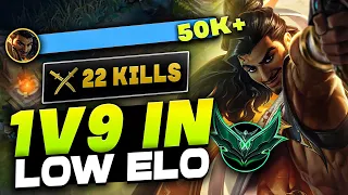 HOW TO 1V9 CARRY IN LOW ELO WITH AKSHAN | Unranked to Rank 1