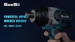 Seesii Cordless Impact Wrench (WH1000), 1180Ft-lbs(1600N.m) High Torque Impact Gun 3/4"