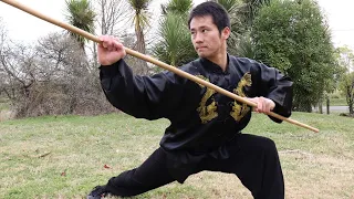 Shaolin Kung Fu Wushu Basic Staff Training for Beginners