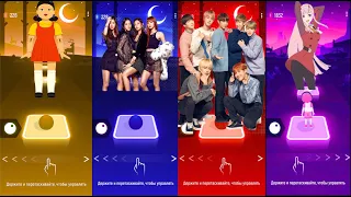 Squid Game vs Black Pink vs BTS sv 2Phut Hon Tiles Hop EDM Rush! #tileshop #bts #blackpink