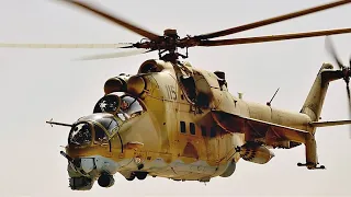 Top attack helicopter in the world and Russian combat Mi 24 attack helicopter