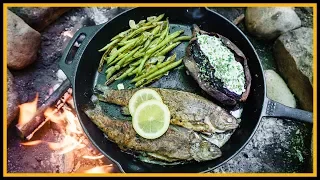 🔥 Forellen draußen kochen - Knoblauch - Fest 🐟 - Outdoor Bushcraft