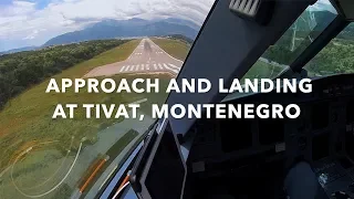 Approach and landing at Tivat, Montenegro. Заход на посадку в Тивате, Черногория.